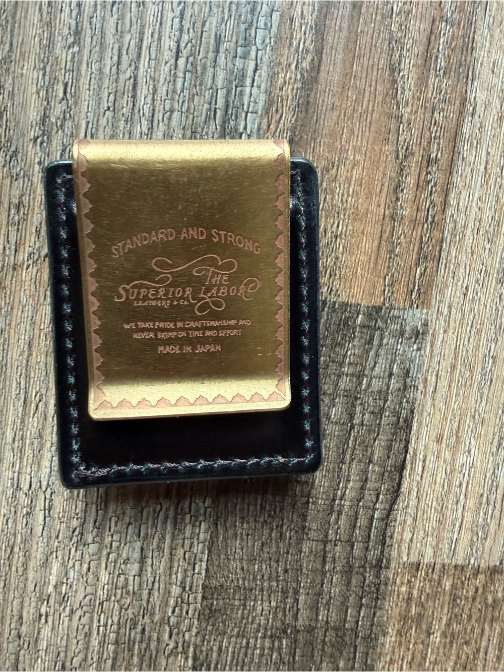 The Superior Labor Gold-Tone Pen Clip on Black Leather